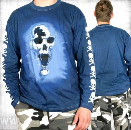 UNDERGROUND FASHION longsleeve SKULL BLUE - Ceny i opinie T-shirty i koszulki męskie QWLJ