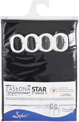 Sepio Zasłona Prysznicowa Star Czarna 180X200 Cm