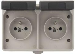 Zdjęcie Emos Gniazdo Podwójne Ip44 Szaro-Czarne A13971 - Łowicz