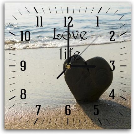Zegar Ścienny Serce Na Plaży Deco Panel 40x40