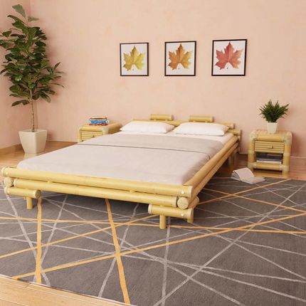 Łóżko bambusowe, 140 x 200 cm, kolor naturalny Gxp