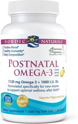 Nordic Naturals Postnatal Omega-3 Epa Dha Z Witaminą D3 Dla Kobiet Po Porodzie 60Kaps.