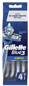 Gillette BLUE3 SIMPLE MASZYNKI JEDNORAZOWE DLA MĘŻCZYZN 4SZT