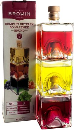 Butelki Bruno Zestaw 3 szt Wino Nalewka Whisky Sok