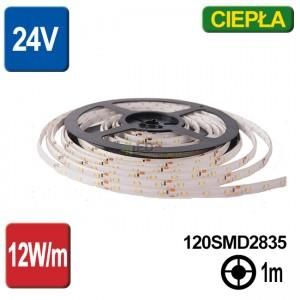 Premiumlux Taśma Led Pro 120Smd2835 12Wm 24V Ip20 Biała Ciepła 1m (05424L)