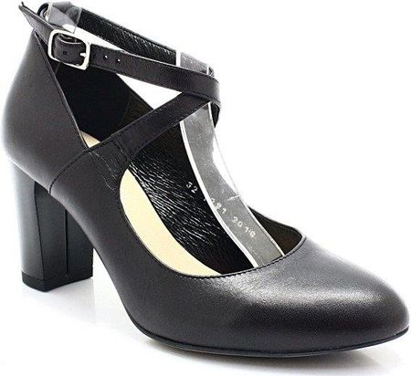 KOTYL 7091 CZARNE - Pełne czółenka z paskami - Czarny