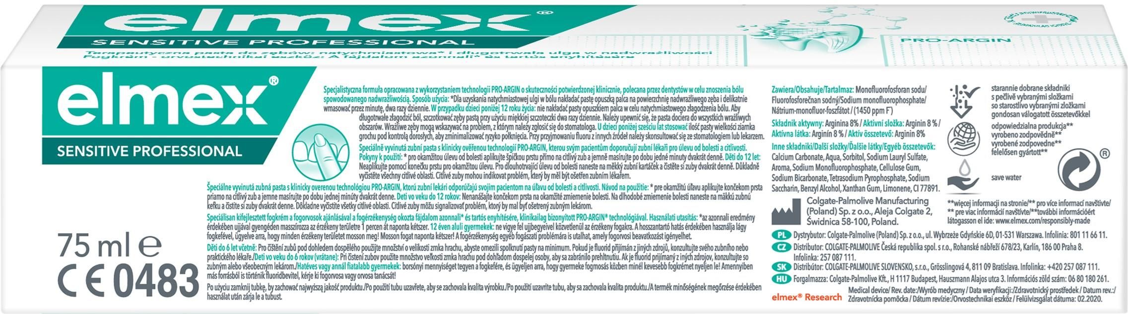 elmex Sensitive Professional terapeutyczna pasta do zębów na nadwrażliwość 75 ml - zdjęcie 2 elmex Sensitive Professional terapeutyczna pasta do zębów na nadwrażliwość 75 ml