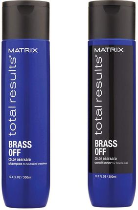Matrix Total Results Brass Off Zestaw Minimalizujący Żółty Odcień Włosów Blond Szampon 300Ml + Odżywka 300Ml