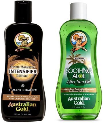 Australian Gold Rapid Tanning Intensifier And Soothing Aloe After Sun Zestaw Do OpalaniaMleczko Do Opalania 237Ml + Żel Po Opalaniu 237Ml