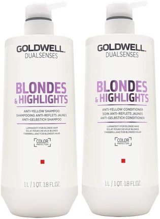 Goldwell Blondes And Highlights Zestaw Do Włosów Blond Szampon 1000Ml + Odżywka 1000Ml