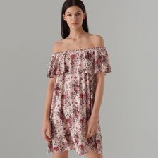 Mohito - Sukienka hiszpanka w kwiaty - Różowy - Ceny i opinie 