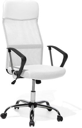 Beliani Krzesło biurowe białe ekoskóra siatka regulacja wysokości obrotowe Design