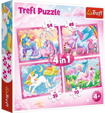 Trefl Puzzle 4W1 Jednorożce i magia 34389