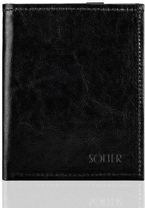 Czarne skórzane portfel etui na paszport SOLIER SW07 - Czarny