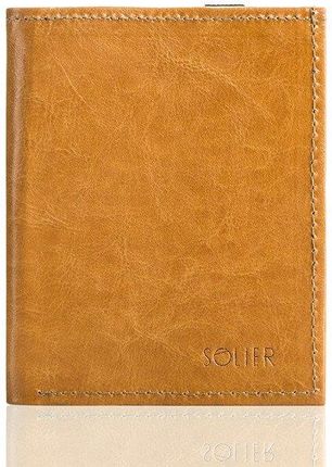 Jasno brązowe skórzane portfel etui na paszport SOLIER SW07 - Jasny brązowy || Jasny brązowy