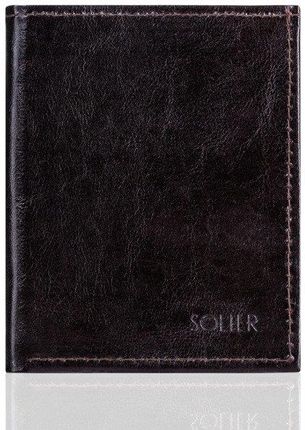 Brązowe skórzane portfel etui na paszport SOLIER SW07 - Brązowy