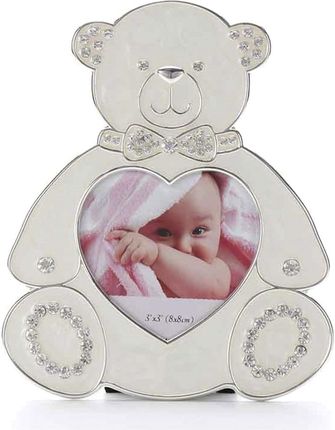 Prezentysrebrne.pl 4733303 Ramka Dziecięca Z Masy Perłowej Beżowa Miś 2033