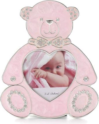 Prezentysrebrne.pl 4733305 Ramka Dziecięca Z Masy Perłowej Różowa Miś 2035