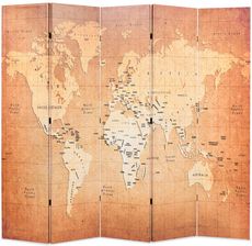 Zdjęcie Vidaxl Składany Parawan 200X180 Cm Mapa Świata Żółty - Bartoszyce