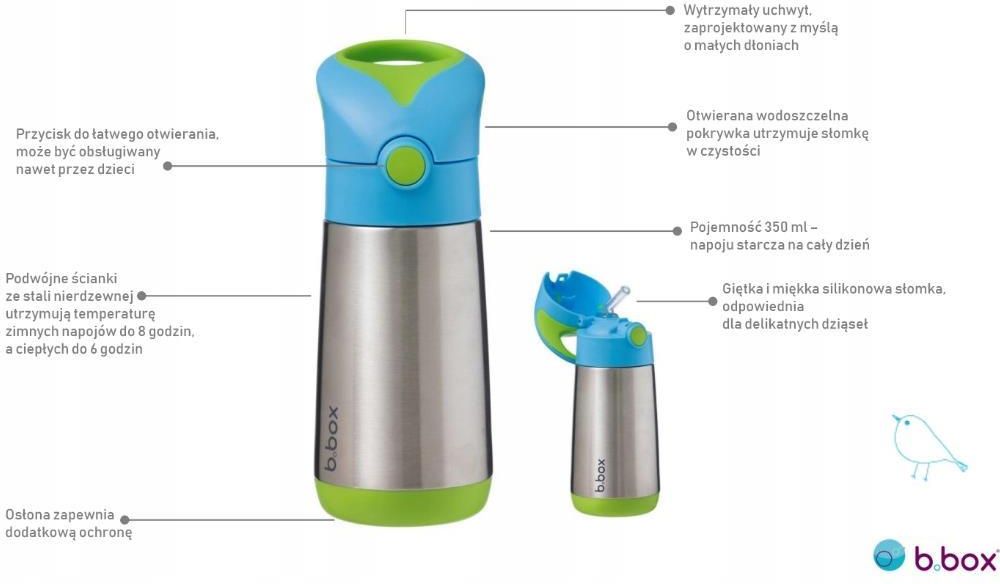 B.Box termobutelka ze słomką ocean breeze 350ml - zdjęcie 4 B.Box termobutelka ze słomką ocean breeze 350ml