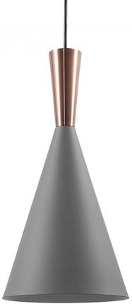 Beliani Lampa wisząca szara z miedzianym glamour metalowa stożkowaty klosz 190 cm Tagus