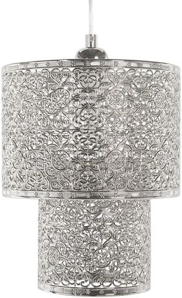Beliani Nowoczesna lampa wisząca srebrna błyszczący podwójny klosz metal Osun
