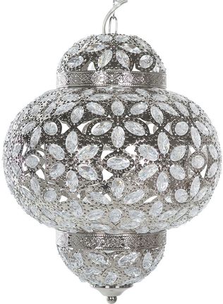 Beliani Lampa sufitowa wisząca nowoczesna styl glam z krysztalkami srebrna Bandama