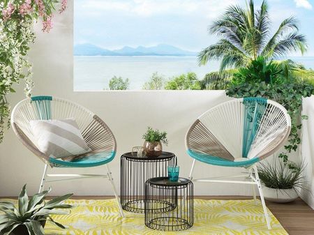 Beliani Zestaw 2 krzeseł ogrodowych na balkon do mieszkania technorattan wielokolorowy Acapulco