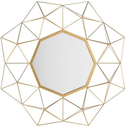 Beliani Geometryczne lustro ścienne ozdobne złote trójwymiarowe retro salon Gaillac