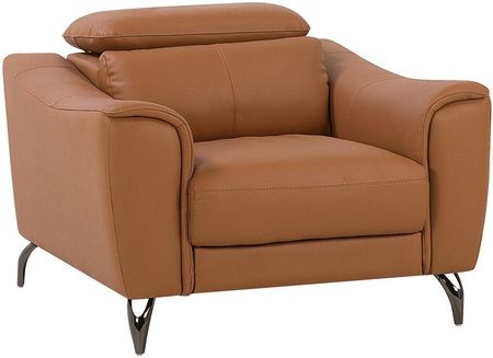 Beliani Fotel skórzany w stylu retro regulowane zagłówki brązowy Narwik