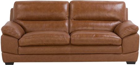 Beliani Tapicerowana sofa 3-osobowa skórzana w stylu retro brązowa Horten