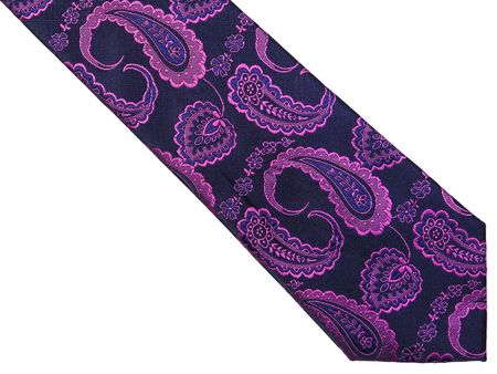 Granatowy krawat męski w różowy paisley C16