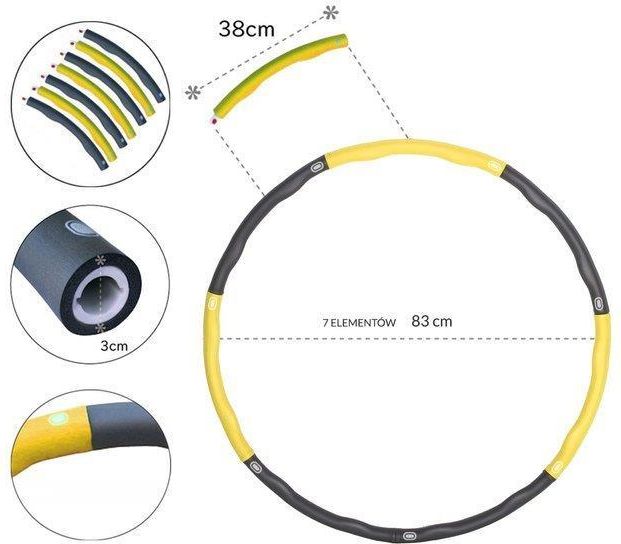 Springos Hula Hop Z Masażerem Szaro Żółte - zdjęcie 4 Springos Hula Hop Z Masażerem Szaro Żółte