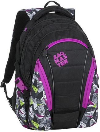 Bagmaster Plecak Młodzieżowy Trzykomorowy Czarny + Fiolet Bag 9 B Purple/Green/Black