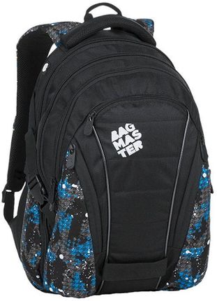 Bagmaster Plecak Młodzieżowy Trzykomorowy Niebieski Szary + Czarny Bag 9 D Blue/Gray/Black