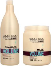 STAPIZ SLEEK LINE Volume Maska z jedwabiem 1000ml + Szampon 1000ml