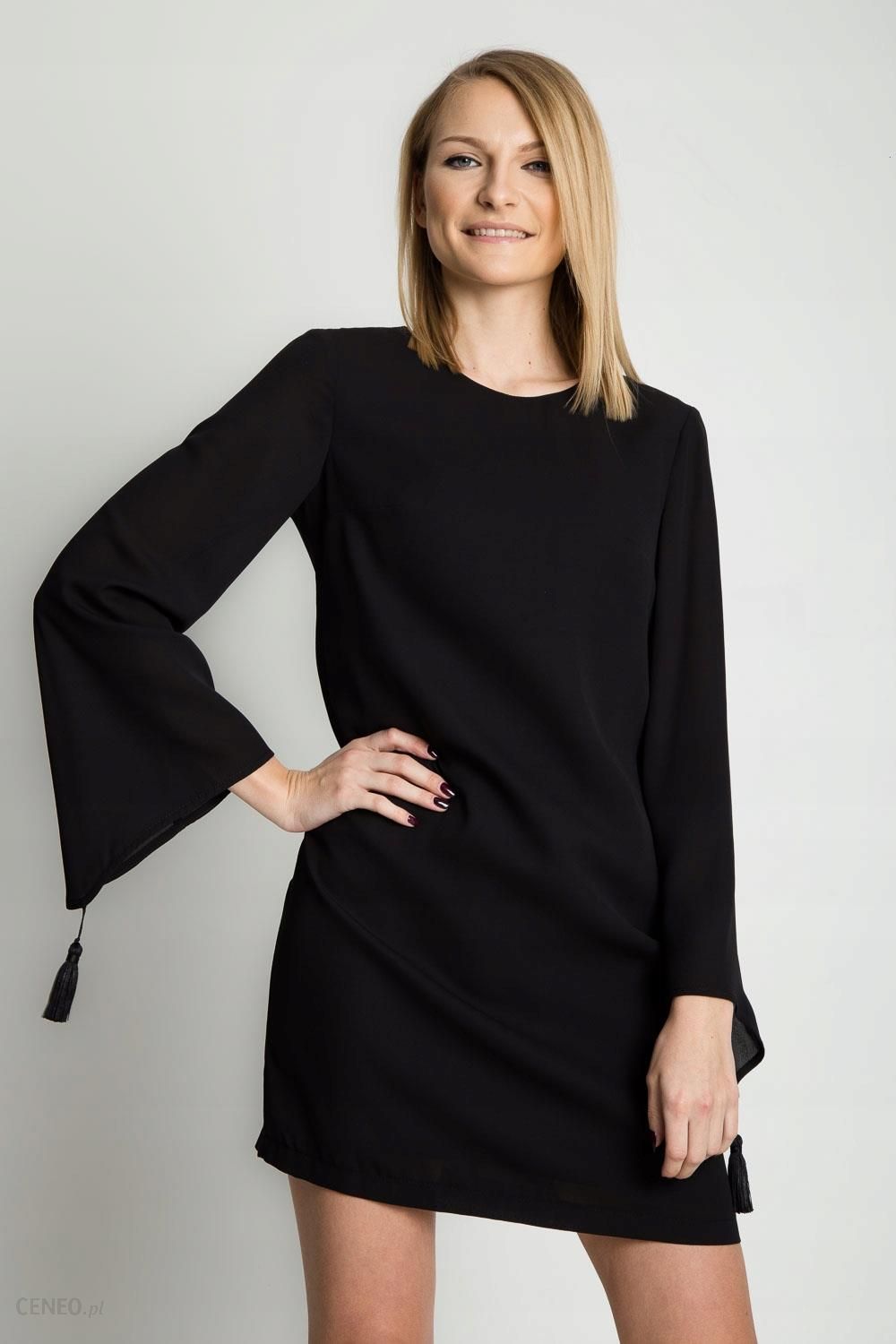 Czarna sukienka z szerokimi rękawami Bialcon - Ceny i opinie 