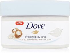 Dove Exfoliating Body Scrub Crushed Macadamia&Rice Milk odżywczy peeling do ciała 225ml - Peelingi i scruby do ciała