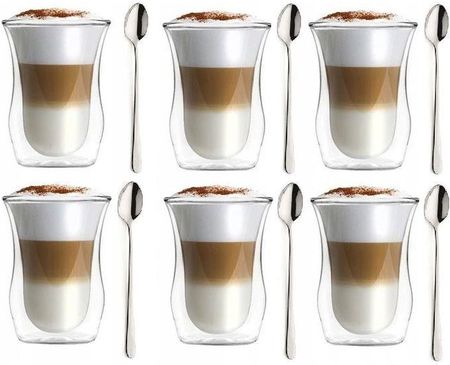 Vialli Design 6Xszklanki Termiczne Do Kawy Latte Vita 300Ml + 6Xłyżeczki (6391)