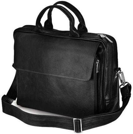 Skórzana męska torba, na laptop Solier Rothen SL30 - Black || Czarny \ skóra naturalna