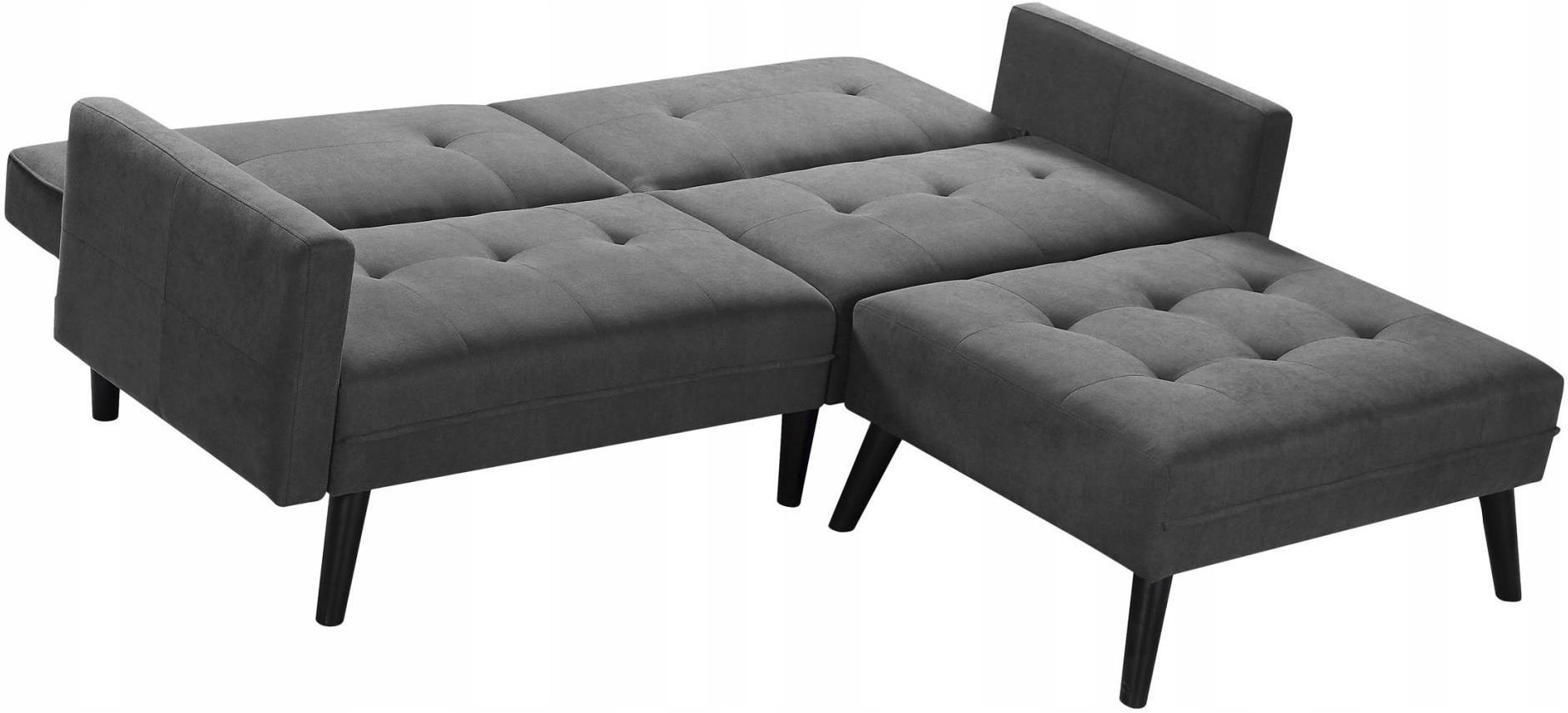 Sofa Rozkładana Corner Z Podnóżkiem Halmar Szary Ciemny - zdjęcie 1 Sofa Rozkładana Corner Z Podnóżkiem Halmar Szary Ciemny