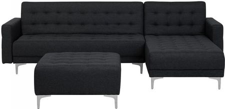 Blmeble Sofa Rozkładana Tapicerowana Grafitowa Lewostronna Z Otomaną Aberdeen 4260624116105