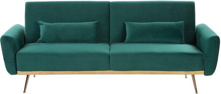 BELIANI Sofa rozkładana 3-osobowa retro kanapa z funkcją spania welurowa zielona Eina