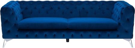 Beliani Sofa welurowa 3-osobowa pikowana chesterfield ciemnoniebieska do salonu Sotra