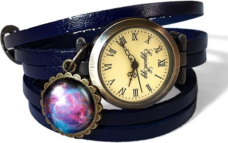 Nebula kosmos - zegarek bransoletka na skórzanym pasku, 0178