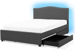 Beliani Łóżko Szare Tapicerowane Pojemnik Led Kolorowy 180 X 200 Cm Cucciolo