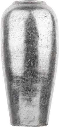Beliani Wazon dekoracyjny srebrny z połyskiem ceramiczny okrągły 48 cm vintage Lorca