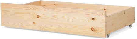 Beliani Zestaw 2 szuflad sosnowych pod łóżko na kółkach jasne drewno Rumilly