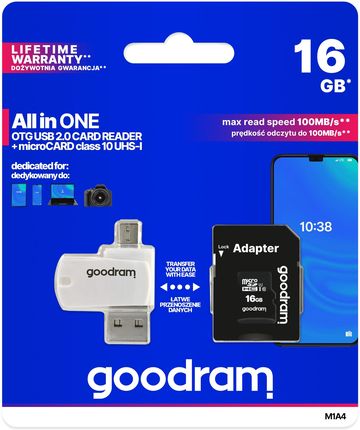 GOODRAM All in One 16GB MICRO CARD class 10 UHS I + card reader (M1A4-0160R12)