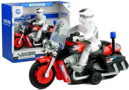 Lean Toys Motocykl Policyjny Ścigacz Ruchome Koła Gra Świeci